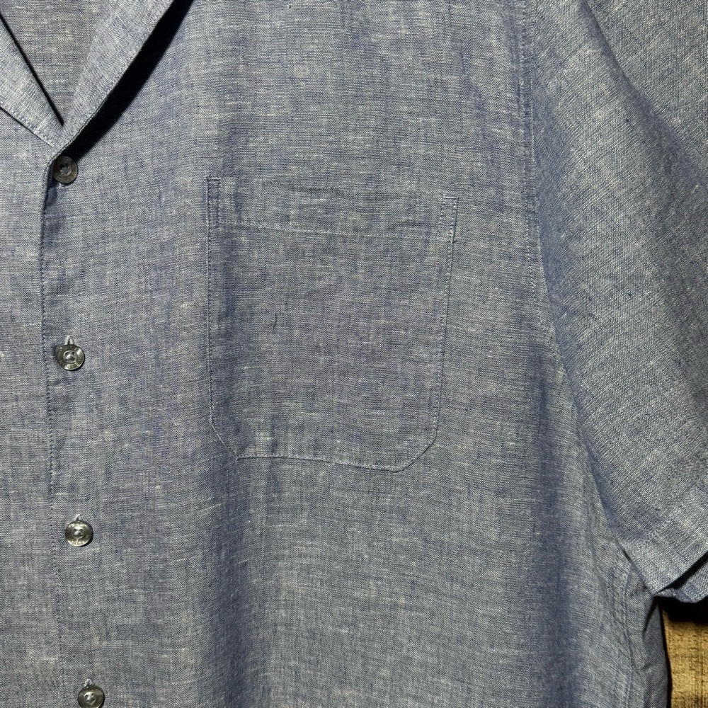 Mack Weldon Tech Linen Camp Shirt Men's Short Sleeve Shirt Wild Rapids X-Large - Picture 6 of 9